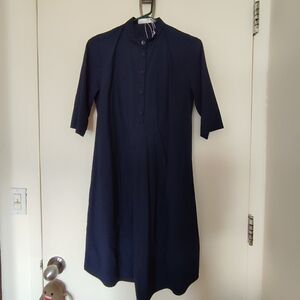New Peter Jensen Navy Cotton Tuxedo Dress